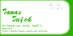 tamas dufek business card